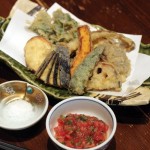 季節野菜の天ぷら　1,000円　ナス、カボチャ、さつま芋、ピーマン、玉ねぎ、うど、明日葉
